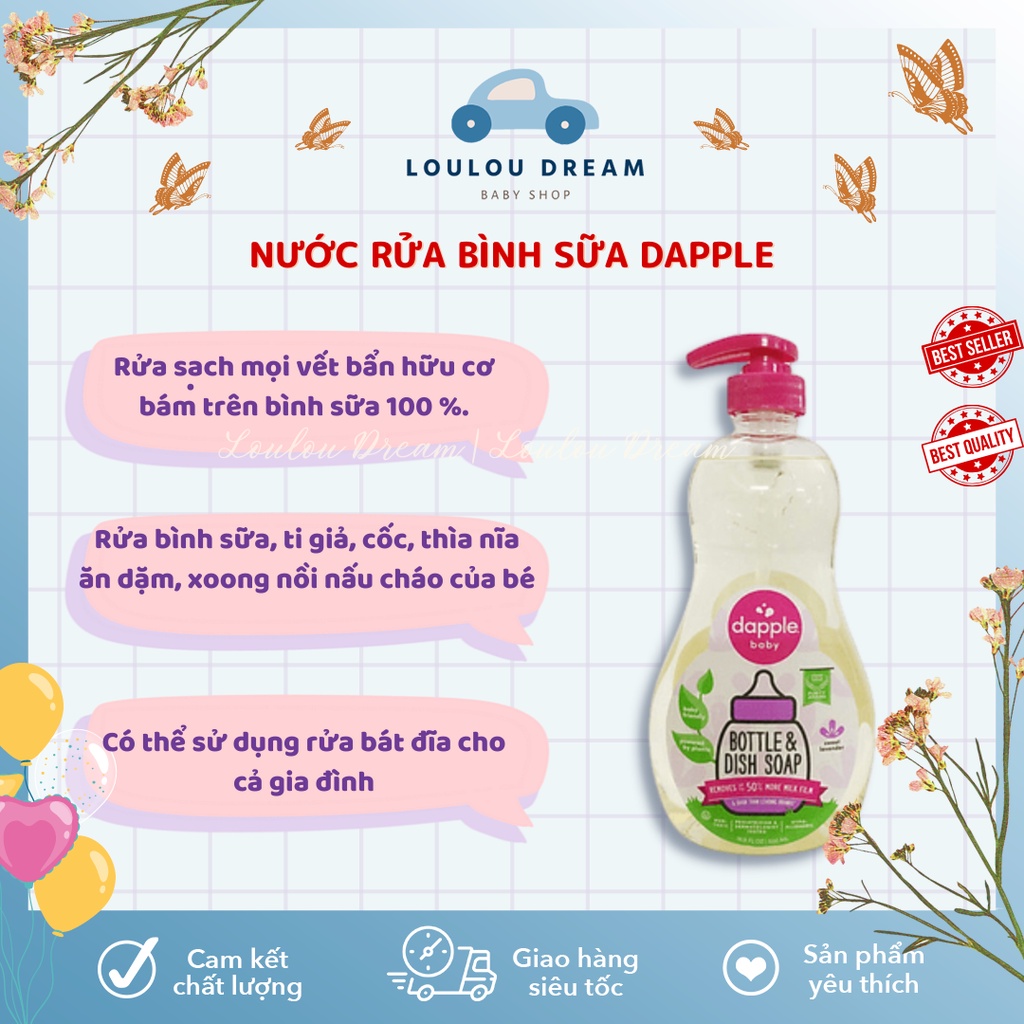 Nước rửa bình sữa Dapple đậm đặc không mùi chính hãng Mỹ 500ml