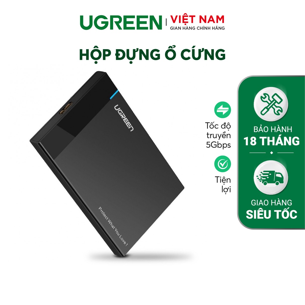 Hộp đựng ổ cứng 2.5 inch SSD, HDD hỗ trợ 6TB,chuẩn SATA UGREEN US221 vỏ nhựa ABS - Hàng phân phối chính hãng