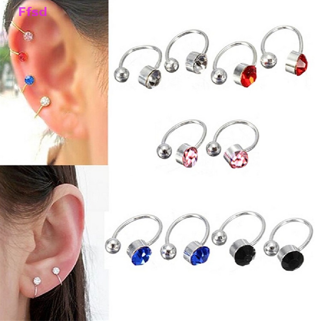 1 Khuyên Kẹp Vành Tai Chữ U Đính Đá Thời Trang