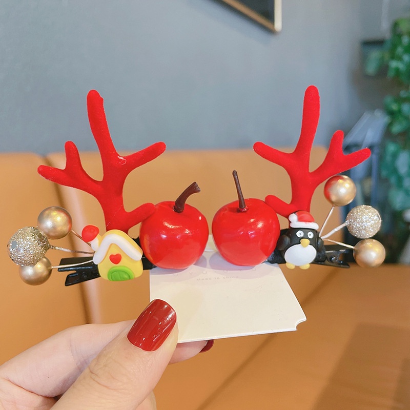 Kẹp tóc hình sừng tuần lộc giáng sinh dễ thương