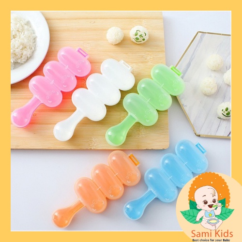 Bộ khuôn lắc cơm kèm vá xúc, dụng cụ tạo cơm nắm Bento hình tròn cho bé ăn dặm SAMI KIDS