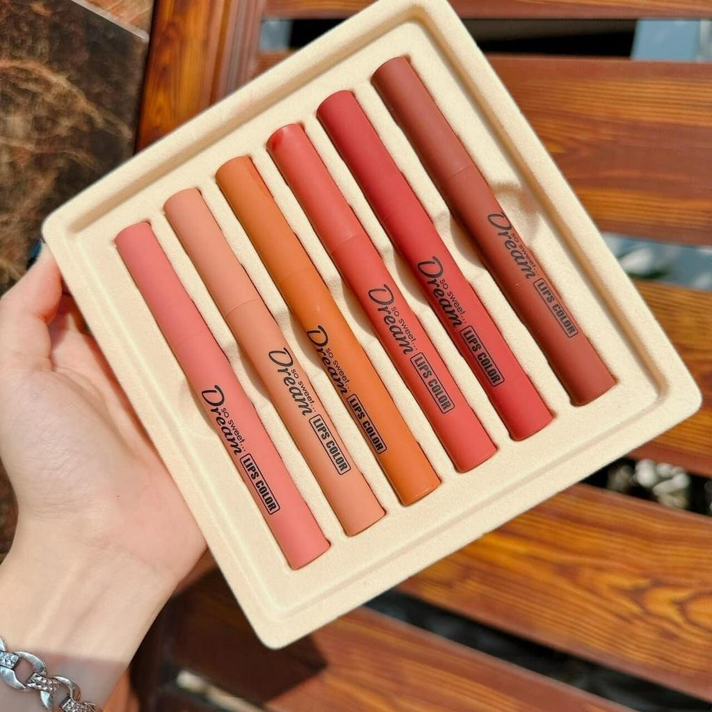 Son môi combo 6 son DR.EAM Thái chất son mướt và lì tone màu hot nhất hiện nay