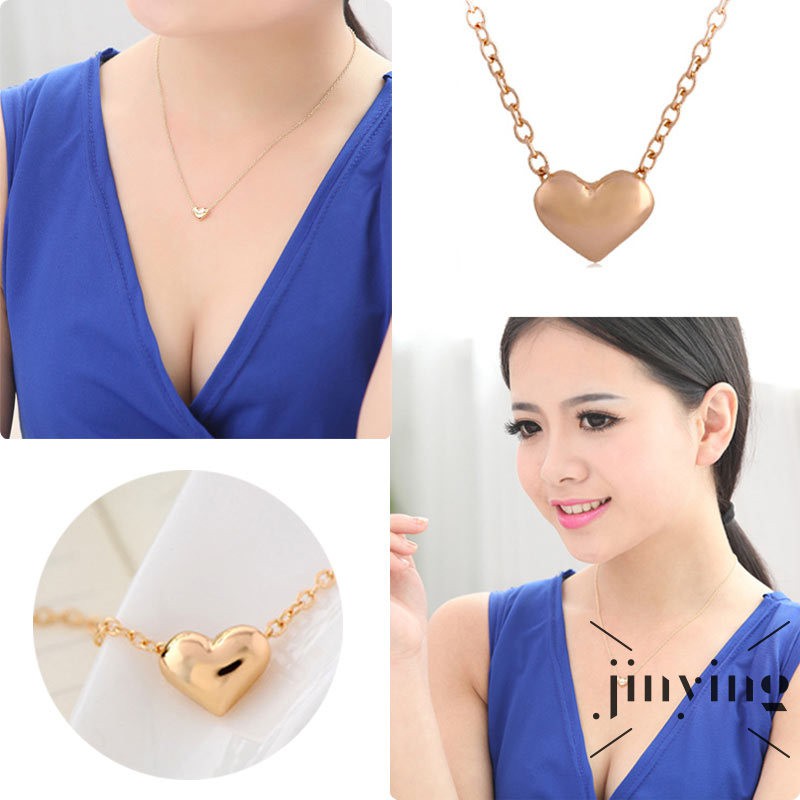 GETNOIVAS ❤S Wind Fashion Women Alloy Love Heart Pendant Necklaces Charm Necklace Jewelry Gifts