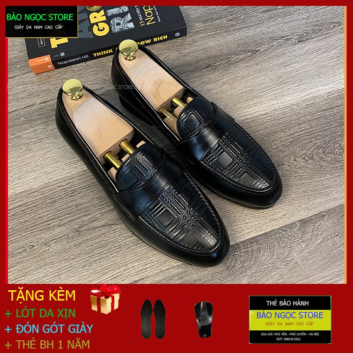 Giày Da Nam Dập Vân Thời Trang - Băng Da Trơn - Đế Cao Su Đúc Nguyên Khối - Bảo Hành Da 12 Tháng - Mã K2839