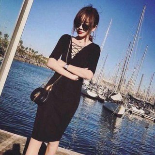 ĐẦM THUN BODY CỔ V ĐAN LƯỚI