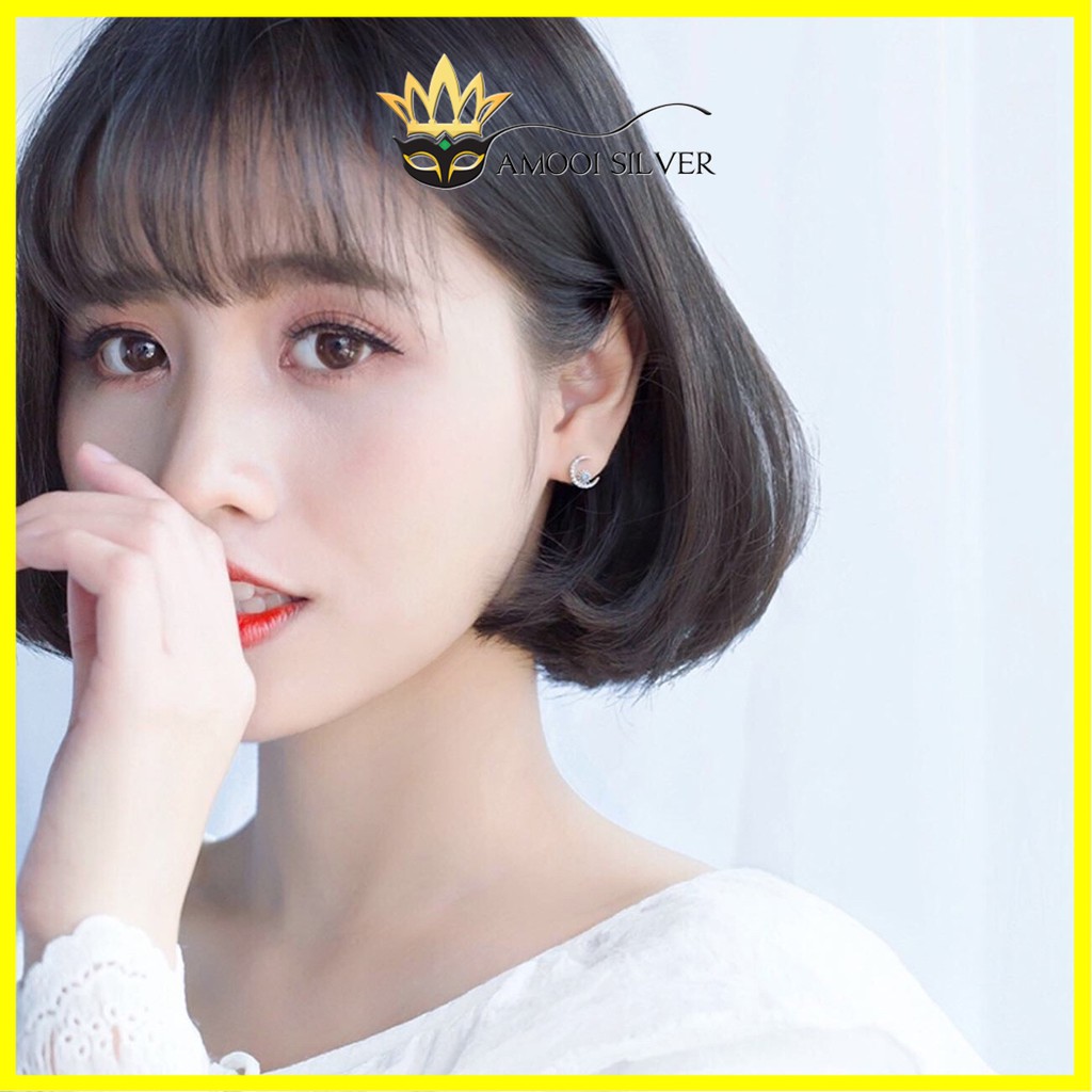 Bông tai bạc S925 sun moon - Amooi Silver AB10