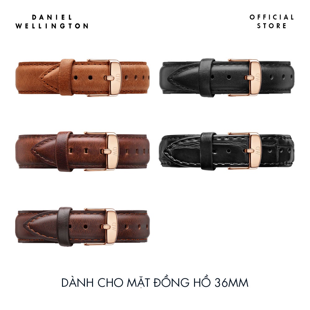 Dây da đồng hồ Daniel Wellington 18mm khóa màu vàng hồng - Cho đồng hồ Classic 36mm