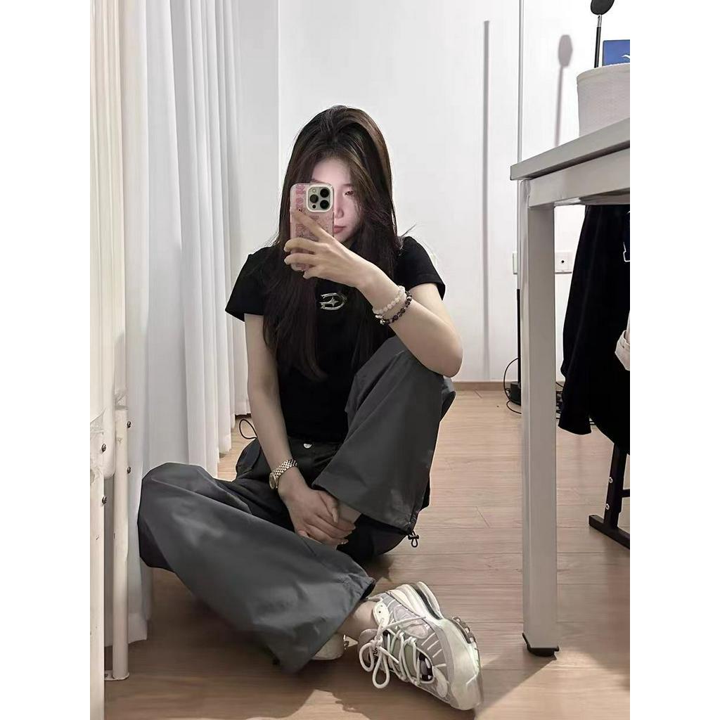 JINSHIHUI  áo croptop Áo Thun nữ baby tee Thiết kế ít eo slim hottie 2023 NEW Phong cách Chic Thời trang Cái mới A29J1PK 36Z230909