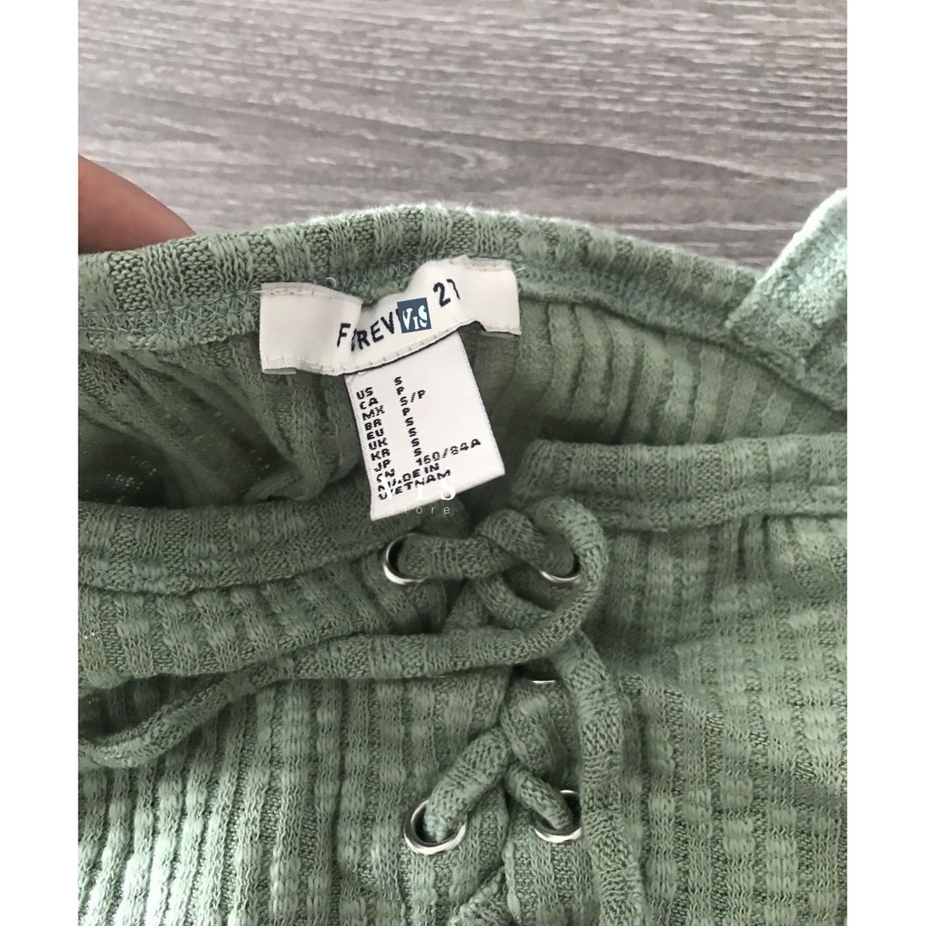 ÁO HAI DÂY CROPTOP XANH RÊU NỮ VNXK