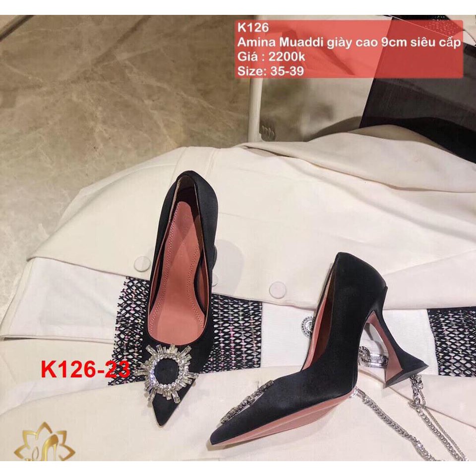K126-23 Amina Muaddi giày cao 9cm siêu cấp