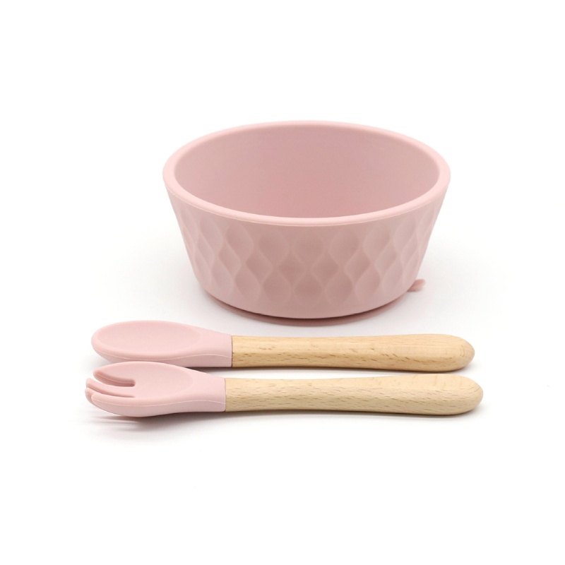Bộ 3 dụng cụ ăn uống bằng silicone không chứa BPA có giác hút cho bé