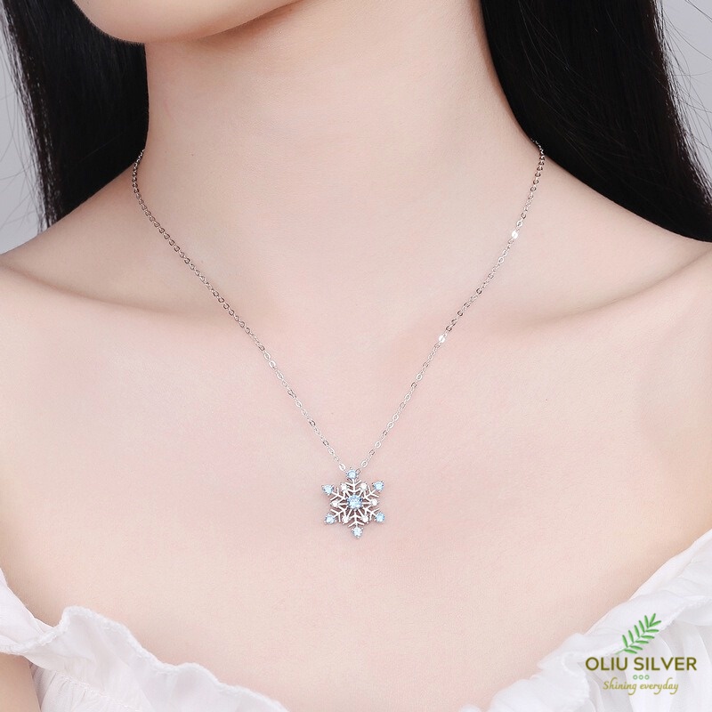 Dây Chuyền Bạc S925 Hoa Tuyết Thanh Lịch | Vòng Cổ Nữ Trang Sức Bạc 925