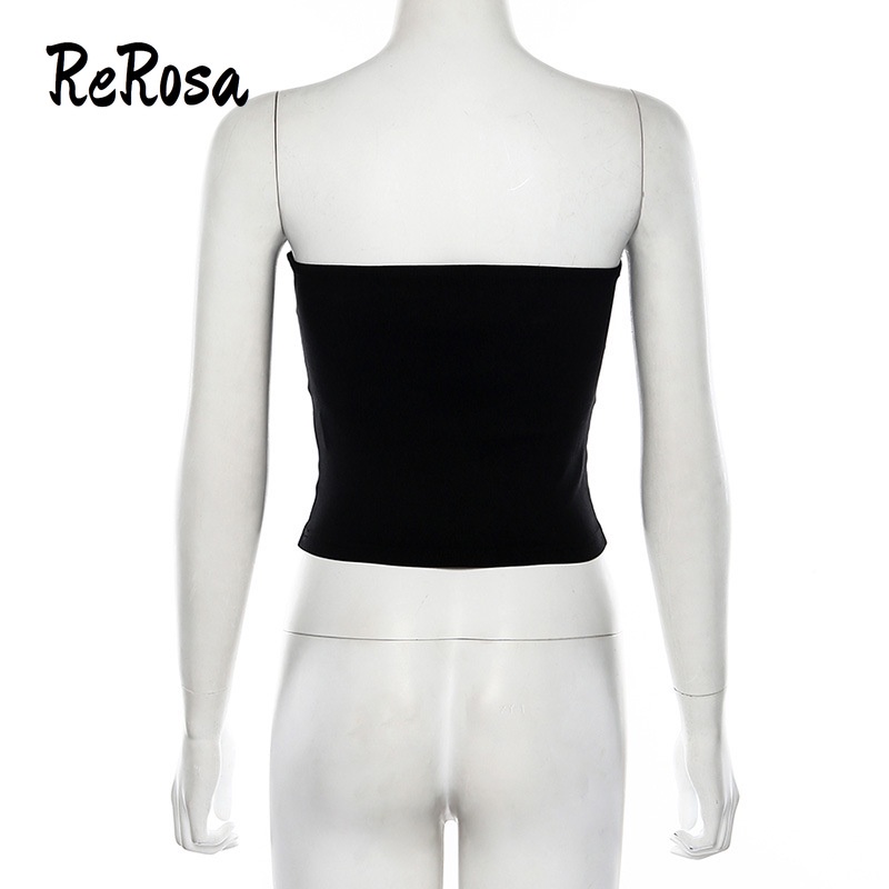 Rerosa Áo Ống Màu Trơn Trễ Vai Cài Nút Thời Trang Quyến Rũ Cho Nữ | BigBuy360 - bigbuy360.vn