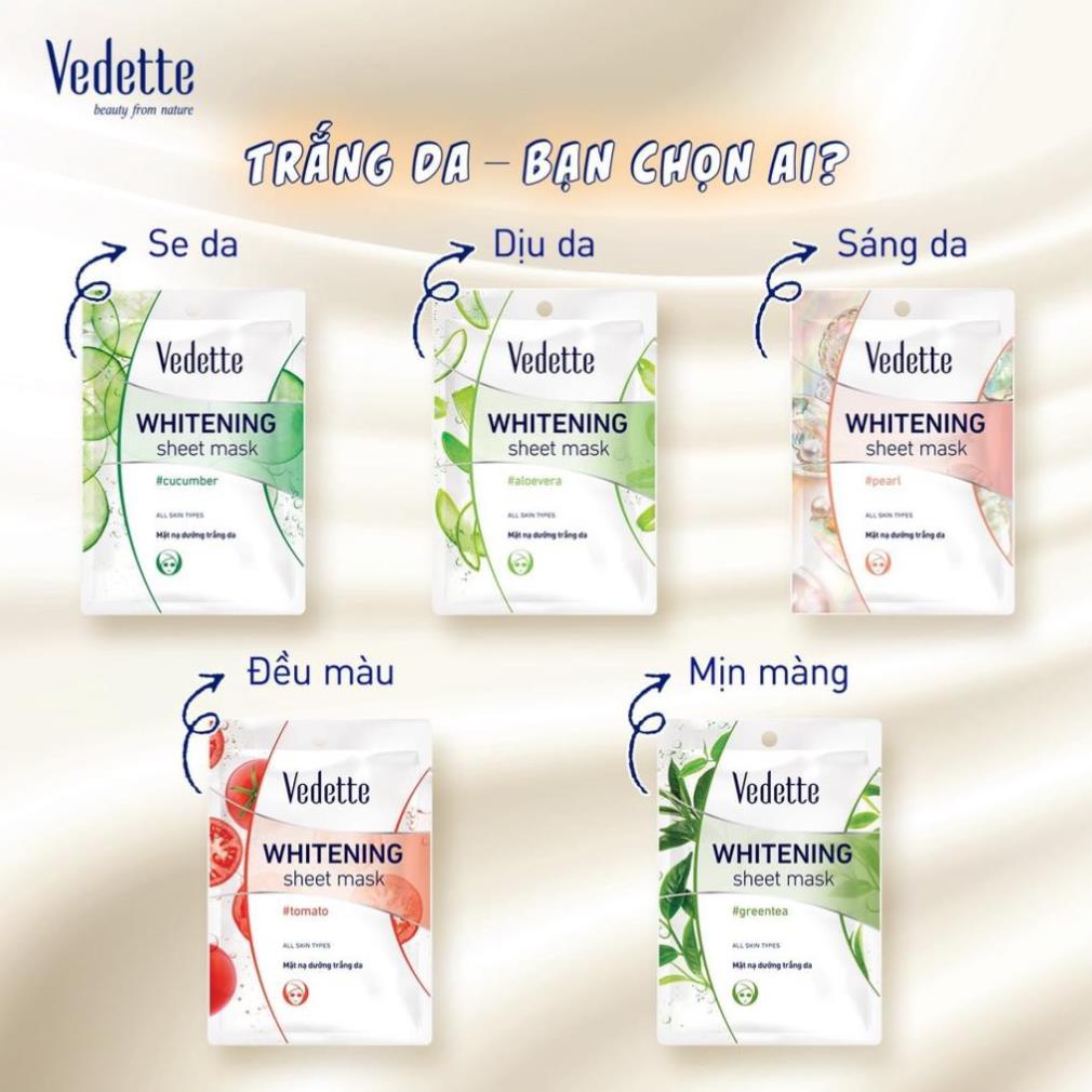 [Rẻ Vô Địch] Combo 6 Mặt Nạ Giấy Trắng Da 22ml Các Loại VEDETTE - Dưỡng ẩm và Mịn màng