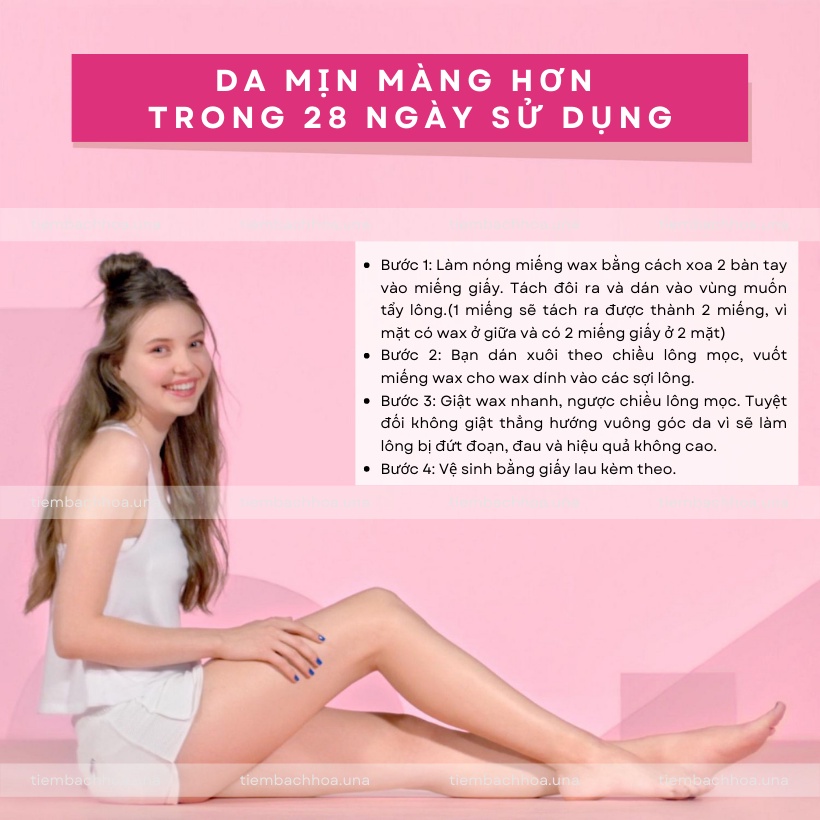 Miếng giấy tẩy lông VEET wax strips triệt lông chân, tay, body, bikini