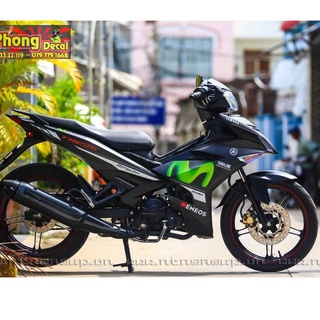 Tem rời exciter 150 movistar dán xe đen phối xanh lá