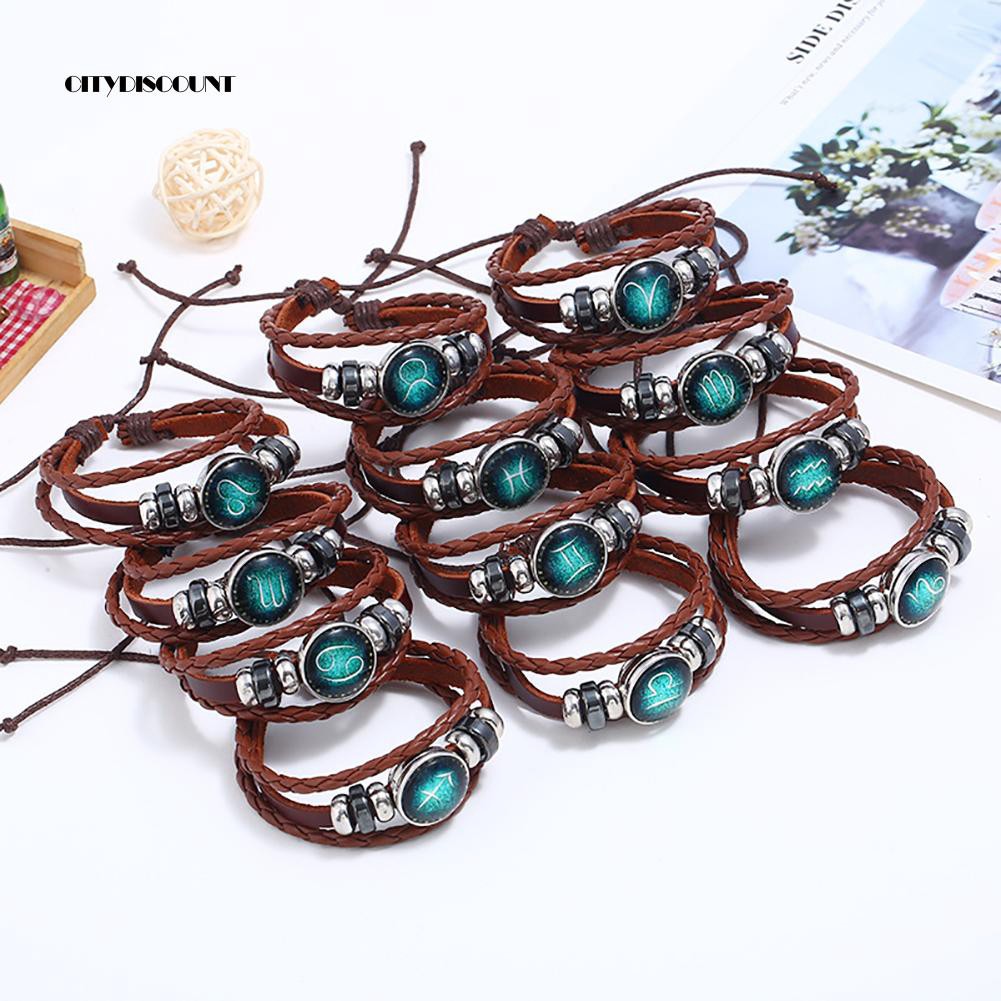 Vòng đeo tay nhiều dây mặt 12 cung hoàng đạo cổ điển | BigBuy360 - bigbuy360.vn