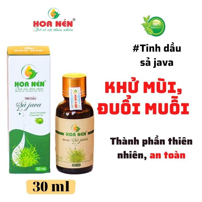 Tinh dầu sả java 30ml - Hoa Nén - Hương thơm mát, khử mùi, đuổi muỗi, côn trùng