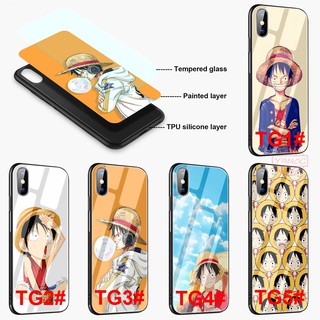 Ốp điện thoại mặt kính cường lực in hình luffy cực chất cho phone 13 7 plus 8 plus xr x xs max - a536