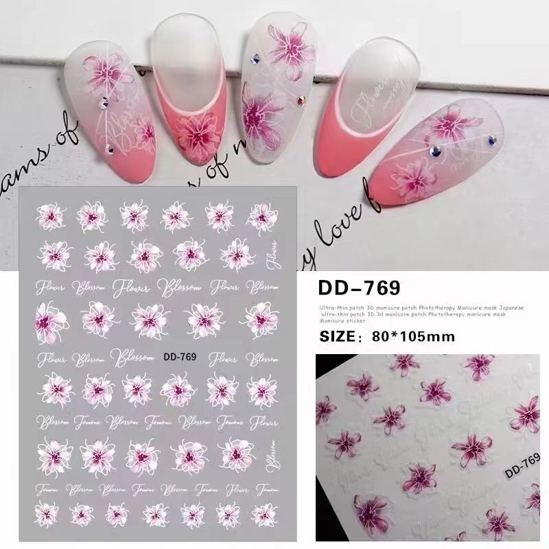Sticker dán móng tay nail 3d mẫu hoa trang trí nail
