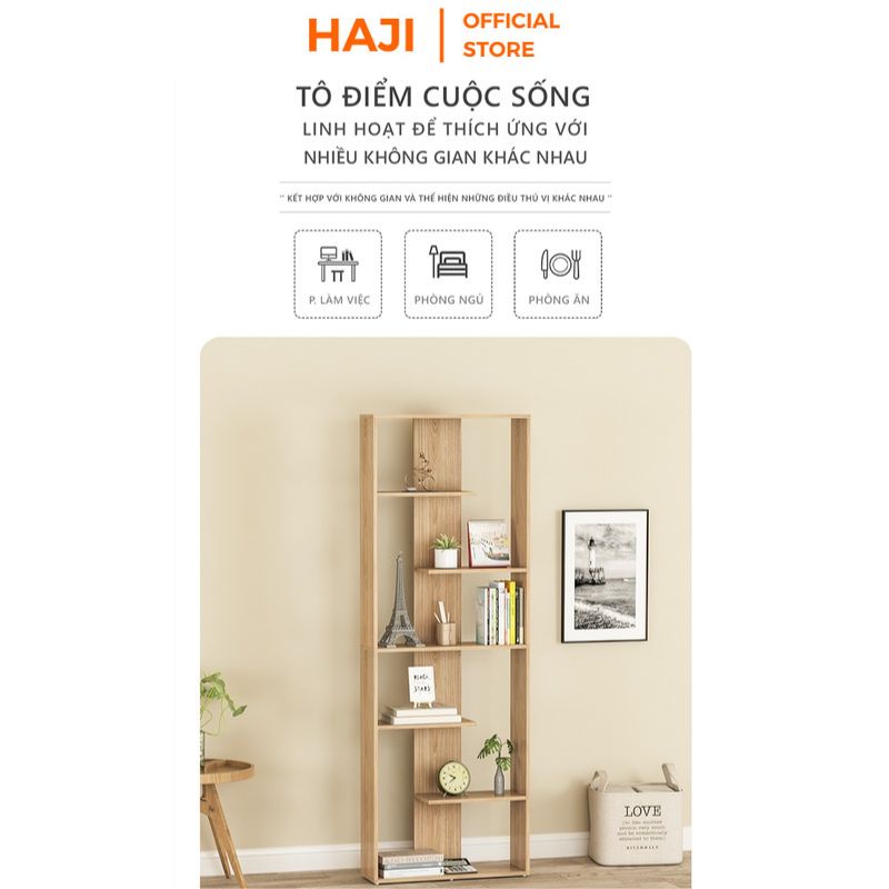 Kệ sách gỗ để sàn chắc chắn chống đổ kiểu dáng hiện đại thương hiệu HAJI A216