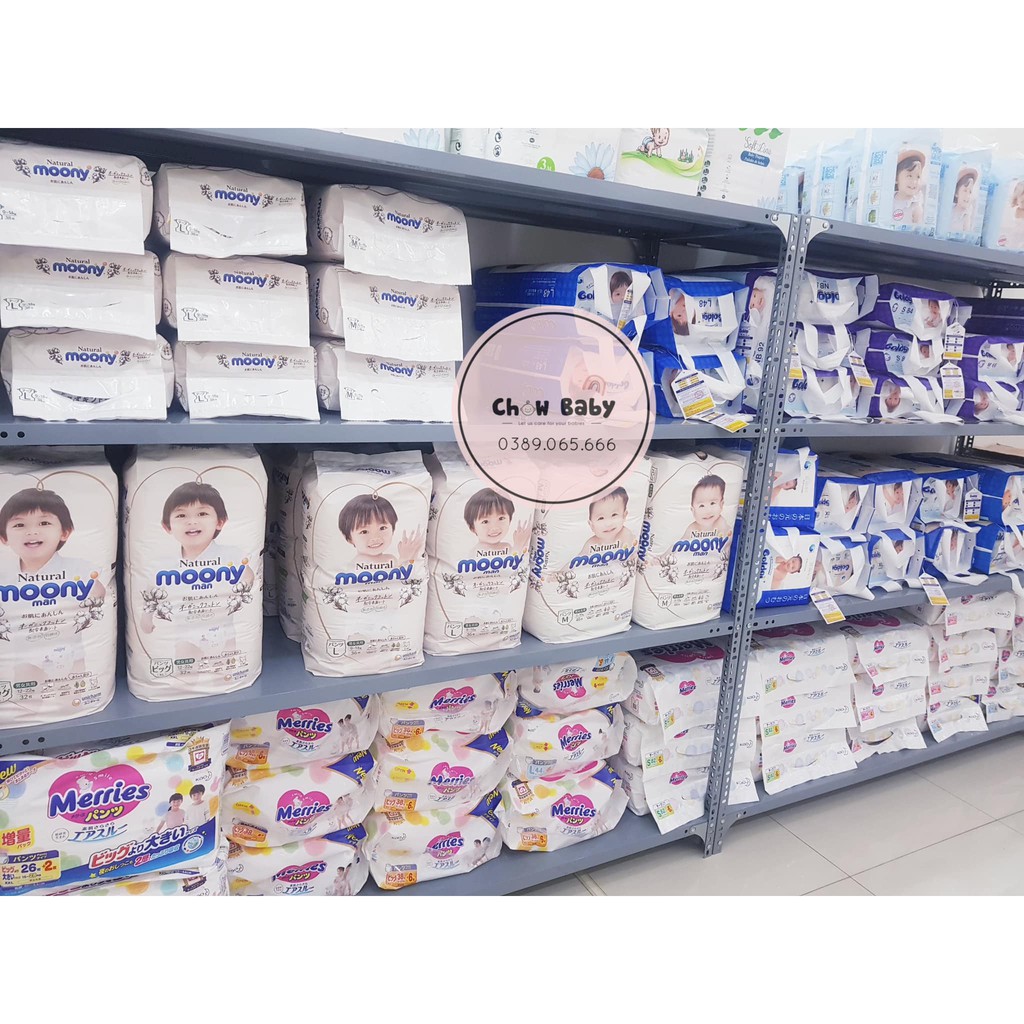 Bỉm Moony Natural Nội Địa Chính Hãng - Bỉm Moony Dán/Quần Đủ Size NB63/S58/M48/L36/XL32