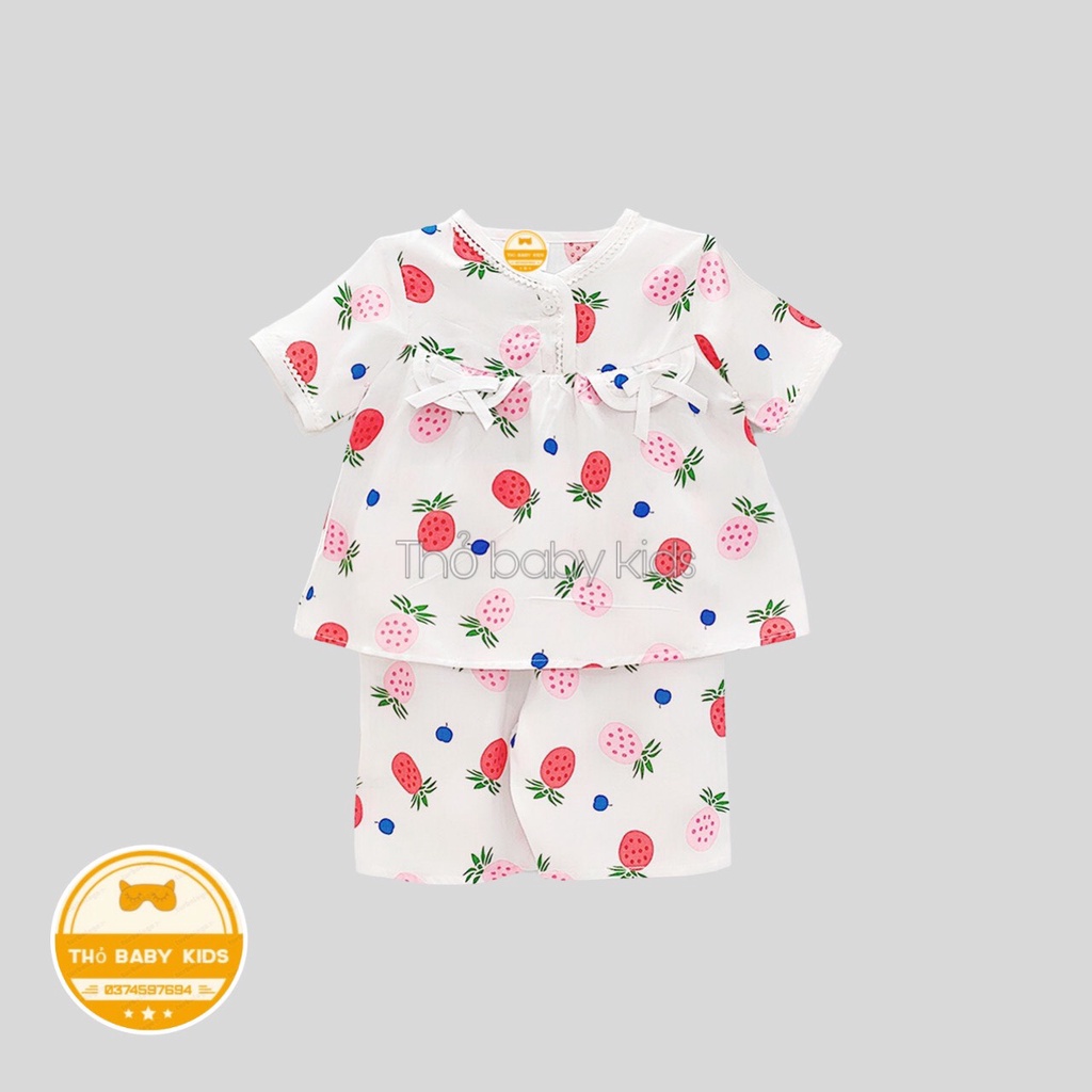 Bộ lanh/tole/tôn cho bé gái tay ngắn quần lửng shop thỏ baby kids