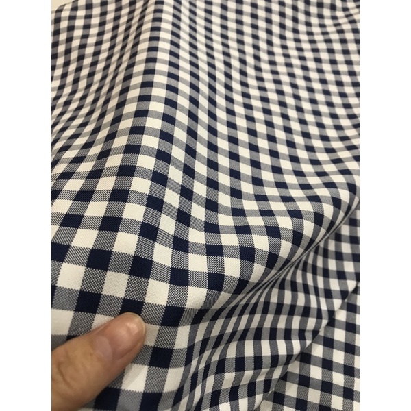 Vải Cotton sọc caro  màu xanh đen mềm mặc mát may đầm váy,áo sơ mi,đồ bộ