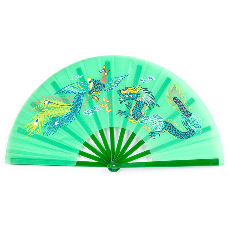 Quạt xếp cầm tay bằng nhựa in hình rồng/ phượng hoàng phong cách Trung Hoa