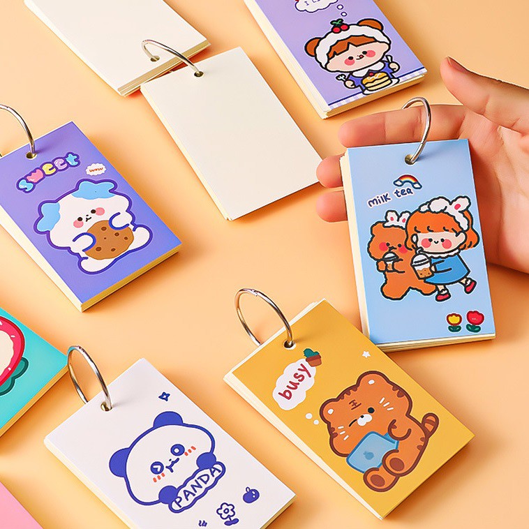 Flashcard Giấy ghi chú Còng hoạt hình nhiều mẫu Pison, giấy note 80 tờ 9*5.5cm – 1 tệp