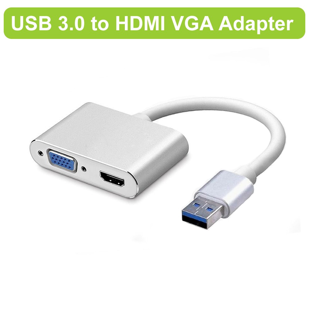 Cwxuan USB to HDMI VGA Adapter,USB 3.0 to HDMI Converter 1080P, Support HDMI VGA Sync Output