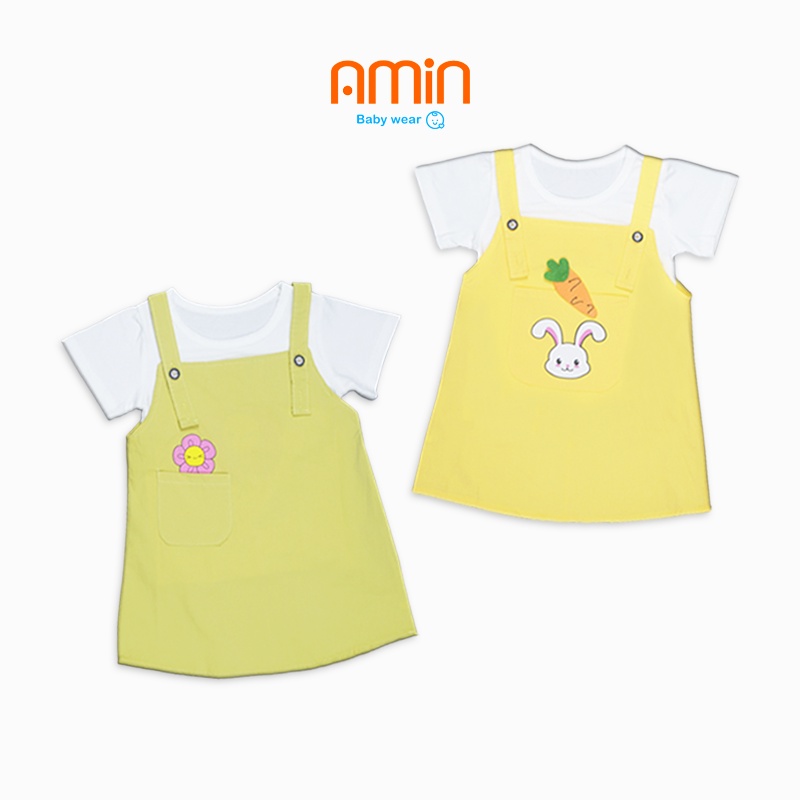 Váy yếm cho bé gái từ 1-3 tuổi kèm áo thun cotton cưng xỉu