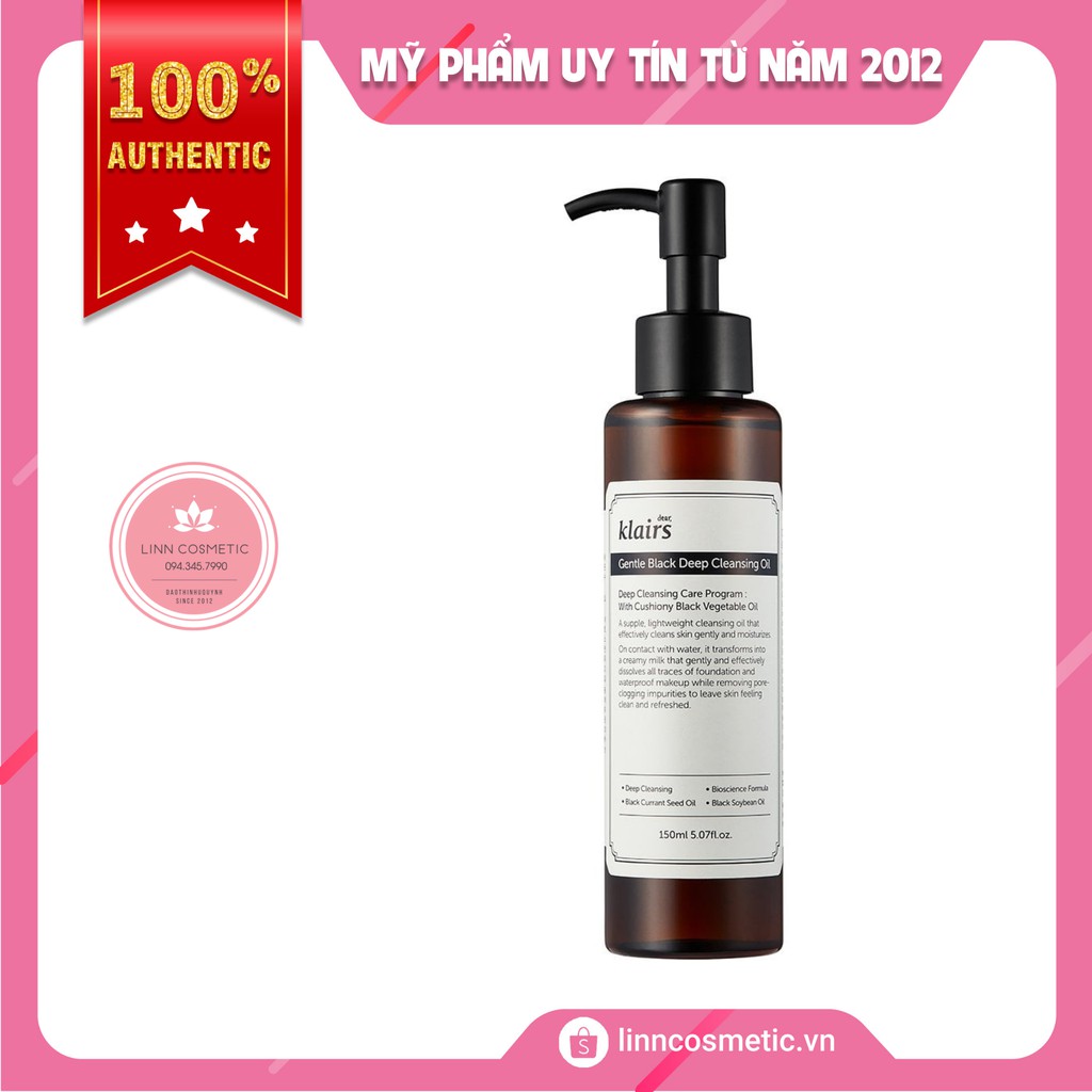 Dầu tẩy trang klairs gentle black deep cleansing oil 150ml