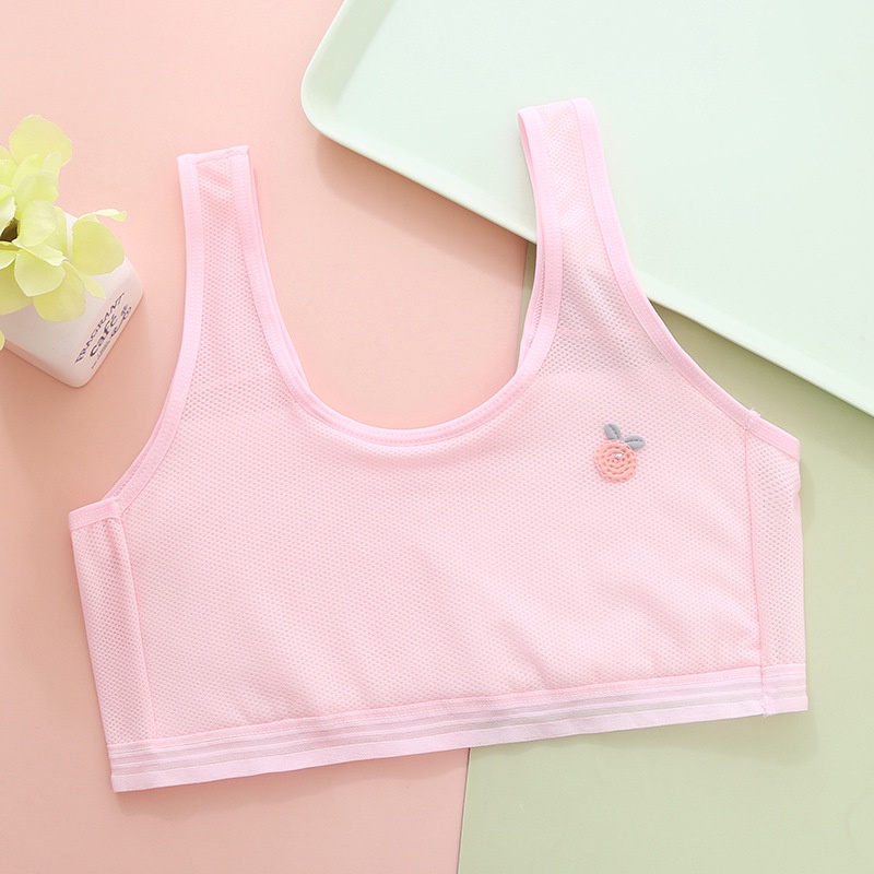 Áo lá cho bé gái cotton áo lót học sinh không đệm mút từ 30-45kg