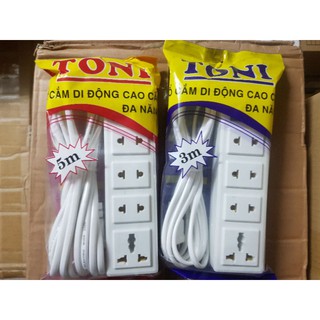 Ổ điện dài toni 4 ổ cắm công suất 1000w dây dài 3m, 5m