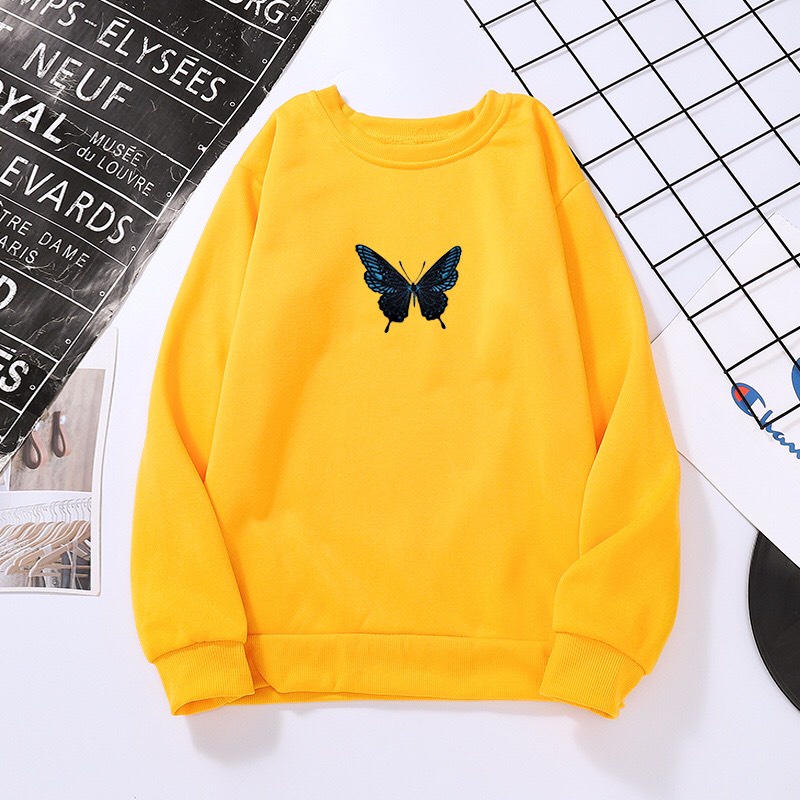 Áo Sweater Nỉ Unisex Chui Đầu Form Rộng Hình BUTTERFLY Xinh Xắn Phong Cách HOT TREND Kèm Cột Tóc TTSPA0045