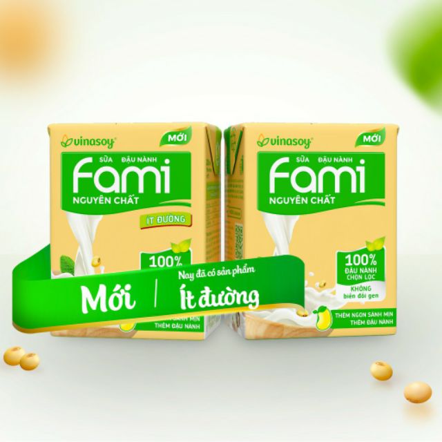 Thùng sữa fami nguyên chất ít đường 36 hộp ×200 ml