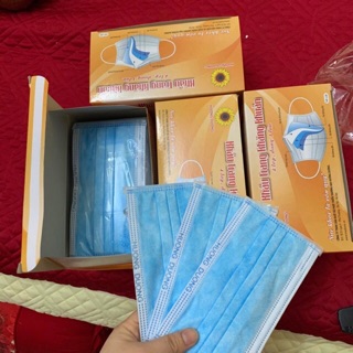 Khẩu Trang Y Tế Hướng Dương 3-4 lớp xanh/trắng(50c/hộp)