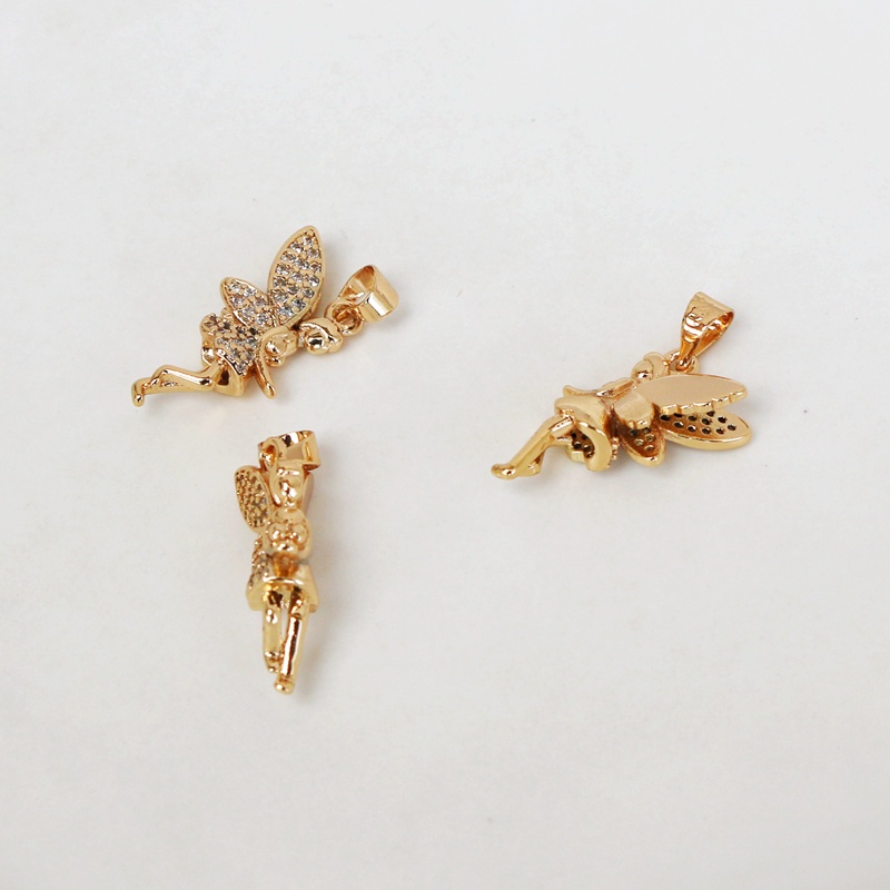 Mặt Dây Chuyền Đồng Mạ Vàng 14K Đính Đá Zircon 10 * 20mm