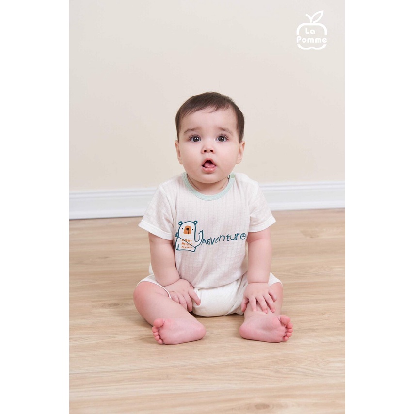 Bộ body La Pomme cộc tay chất vải cotton cao cấp thoáng mát thấm hút tốt thám hiểm gấu con cho bé trai bé gái 22002