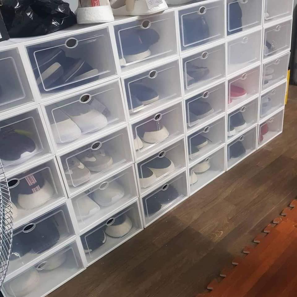 Combo 10 hộp giày trong suốt bằng nhựa cứng