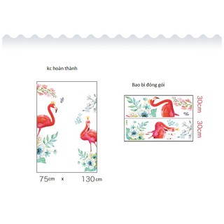 Decal dán tường đôi hồng hạc
