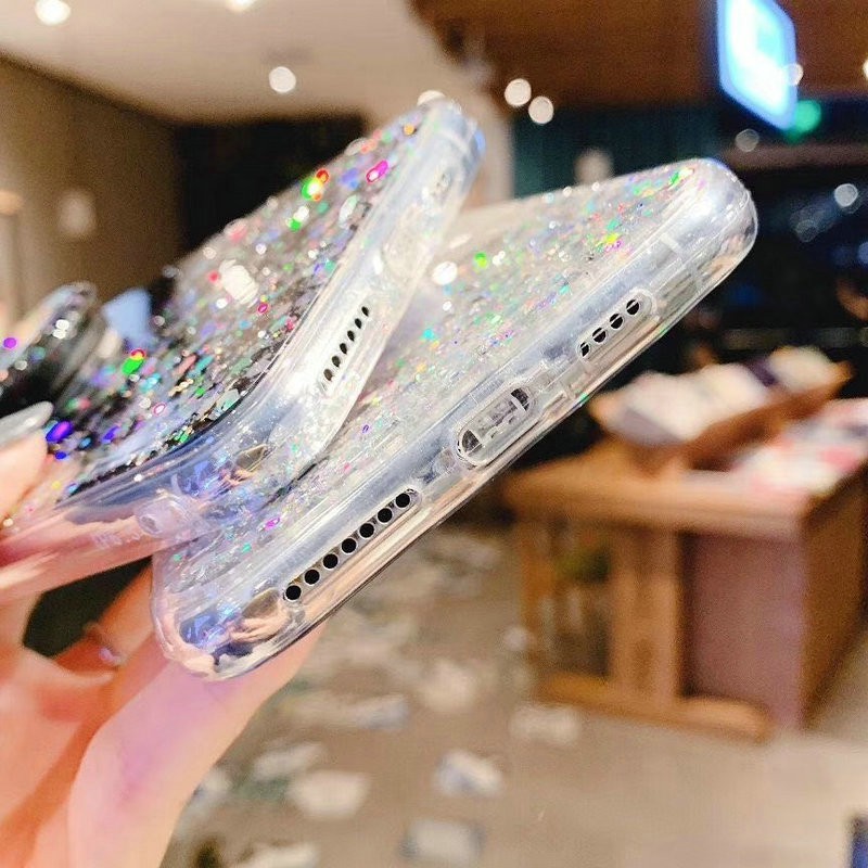 Ốp lưng Samsung S10 S10+ S9 S9+ S8 S8+ Note 20 Ultra 10 9 8 Pro Plus Lite Starry Sky Sequin Glitter Soft case Cover+Stand