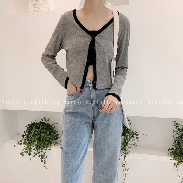 Áo cardigan mỏng kẻ viền | BigBuy360 - bigbuy360.vn