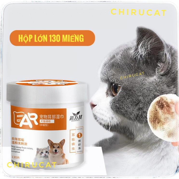 [Hộp Mới Siêu Lớn 200 Miếng Rẻ Hơn] Giấy Vệ Sinh Tai Cho Pet Làm Sạch Tai Hàng Ngày Diệt Rận Tai.