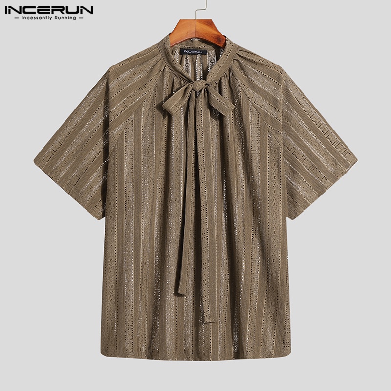 Áo Incerun lưới tay ngắn phong cách thời trung cổ dành cho nam giới