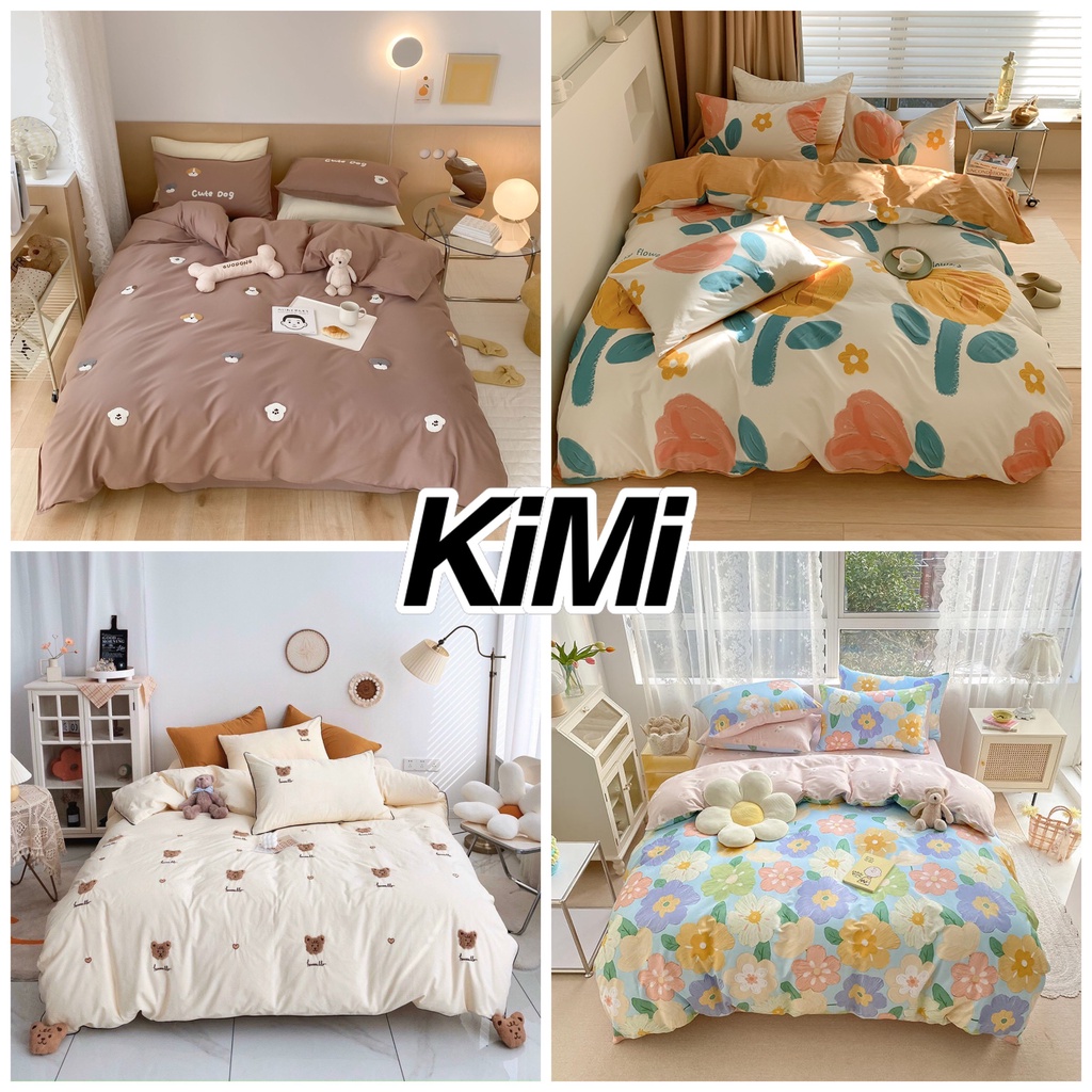 [FREESHIP🎁] Bộ Ga Giường Kèm 2 Vỏ Gối CHƯA GỒM CHĂN Cotton Hàn Quốc Sang Xịn Mịn Bo Chun Theo Yêu Cầu - KiMi_Decor