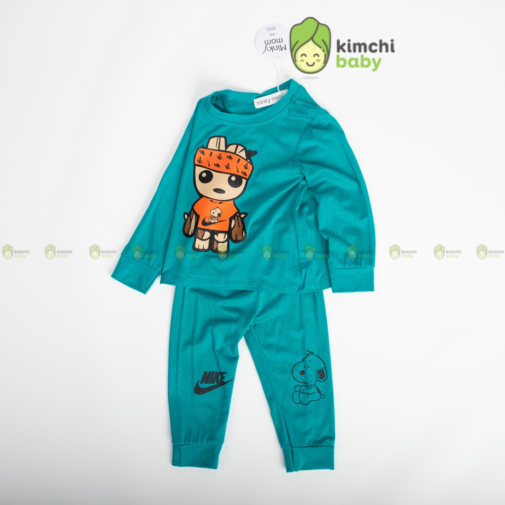 Đồ Bộ Bé Trai, Bé Gái Minky Mom Vải Thun Lạnh Groot Vệ Binh Thiên Hà, Bộ Dài Tay Cho Bé Mặc Thu Đông MKMTD2161