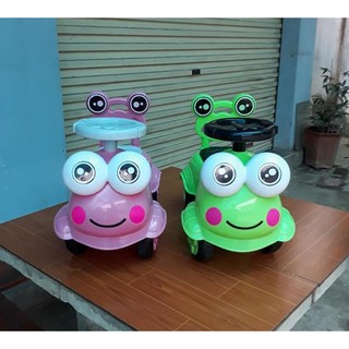 [Freeship] Xe bơi lắc chòi chân hình con ếch có nhạc đèn, tựa lưng, thùng đồ
