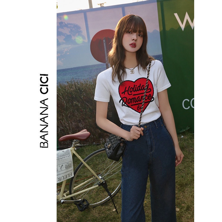 Áo Thun Dệt Kim Tay Ngắn Ôm Dáng Cổ Điển Thời Trang Mùa Xuân Mới Cho Nữ